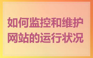 如何监控和维护网站的运行状况