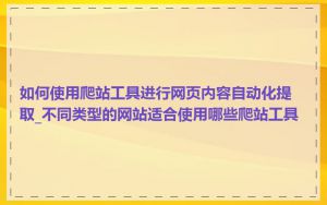 如何使用爬站工具进行网页内容自动化提取_不同类型的网站适合使用哪些爬站工具