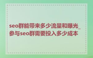 seo群能带来多少流量和曝光_参与seo群需要投入多少成本