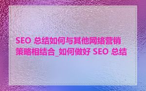 SEO 总结如何与其他网络营销策略相结合_如何做好 SEO 总结