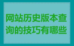 网站历史版本查询的技巧有哪些