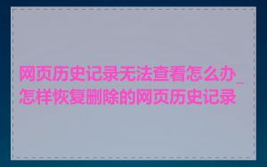 网页历史记录无法查看怎么办_怎样恢复删除的网页历史记录