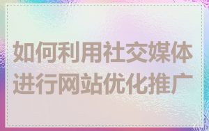 如何利用社交媒体进行网站优化推广