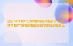 企业 SEO 推广公司的费用标准是多少_企业 SEO 推广与其他网络营销方式的区别是什么