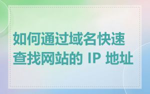 如何通过域名快速查找网站的 IP 地址