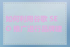 如何利用谷歌 SEO 推广进行品牌建设