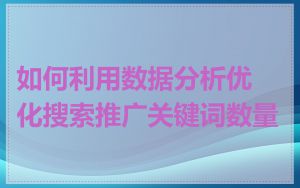 如何利用数据分析优化搜索推广关键词数量