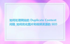 如何处理网站的 Duplicate Content 问题_如何优化图片和视频资源的 SEO