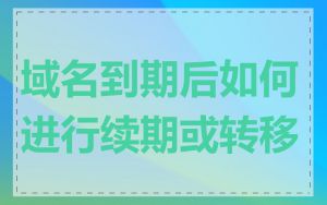 域名到期后如何进行续期或转移