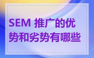 SEM 推广的优势和劣势有哪些