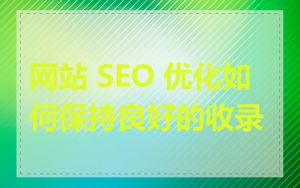 网站 SEO 优化如何保持良好的收录