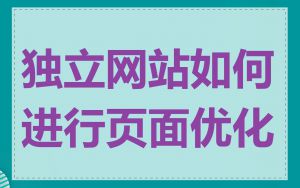 独立网站如何进行页面优化