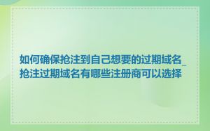 如何确保抢注到自己想要的过期域名_抢注过期域名有哪些注册商可以选择