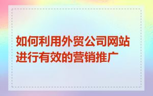 如何利用外贸公司网站进行有效的营销推广