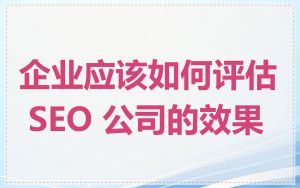 企业应该如何评估 SEO 公司的效果