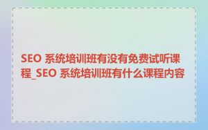 SEO 系统培训班有没有免费试听课程_SEO 系统培训班有什么课程内容