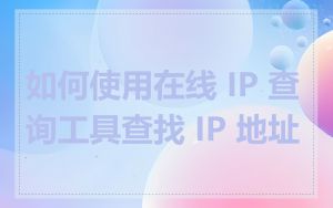 如何使用在线 IP 查询工具查找 IP 地址