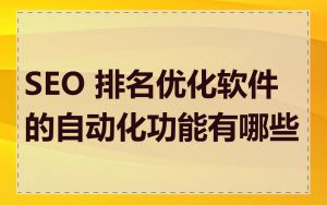 SEO 排名优化软件的自动化功能有哪些