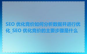 SEO 优化竞价如何分析数据并进行优化_SEO 优化竞价的主要步骤是什么