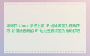 如何在 Linux 系统上将 IP 地址设置为自动获取_如何检查我的 IP 地址是否设置为自动获取