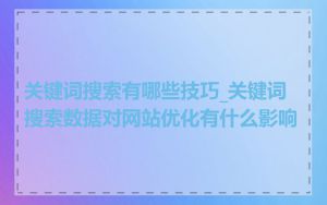 关键词搜索有哪些技巧_关键词搜索数据对网站优化有什么影响