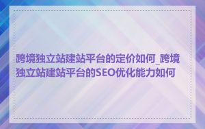 跨境独立站建站平台的定价如何_跨境独立站建站平台的SEO优化能力如何