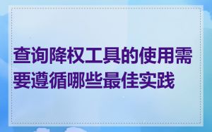 查询降权工具的使用需要遵循哪些最佳实践