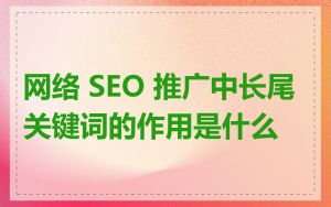 网络 SEO 推广中长尾关键词的作用是什么