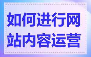 如何进行网站内容运营