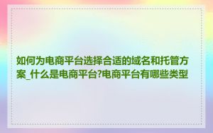 如何为电商平台选择合适的域名和托管方案_什么是电商平台?电商平台有哪些类型