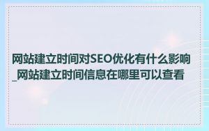 网站建立时间对SEO优化有什么影响_网站建立时间信息在哪里可以查看