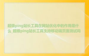 超级ping站长工具在网站优化中的作用是什么_超级ping站长工具支持移动端页面测试吗