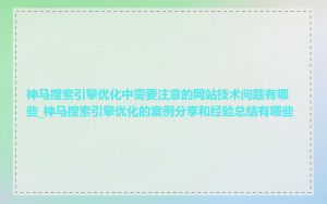 神马搜索引擎优化中需要注意的网站技术问题有哪些_神马搜索引擎优化的案例分享和经验总结有哪些