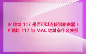 IP 地址 117 是否可以连接到路由器_IP 地址 117 与 MAC 地址有什么关系