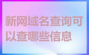 新网域名查询可以查哪些信息