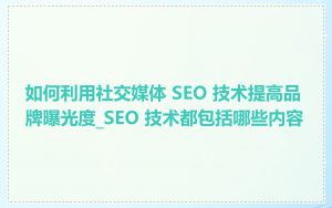 如何利用社交媒体 SEO 技术提高品牌曝光度_SEO 技术都包括哪些内容