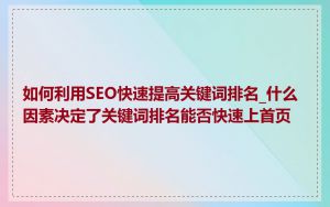 如何利用SEO快速提高关键词排名_什么因素决定了关键词排名能否快速上首页