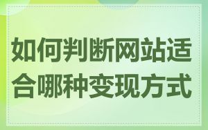 如何判断网站适合哪种变现方式