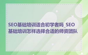 SEO基础培训适合初学者吗_SEO基础培训怎样选择合适的师资团队