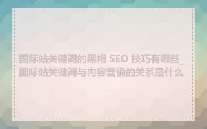 国际站关键词的黑帽 SEO 技巧有哪些_国际站关键词与内容营销的关系是什么