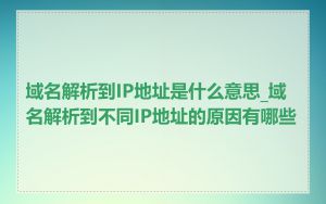 域名解析到IP地址是什么意思_域名解析到不同IP地址的原因有哪些