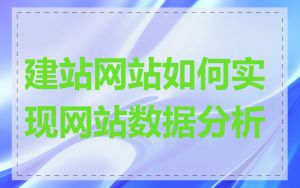 建站网站如何实现网站数据分析