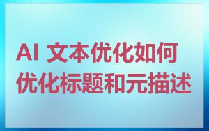 AI 文本优化如何优化标题和元描述