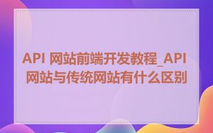 API 网站前端开发教程_API 网站与传统网站有什么区别