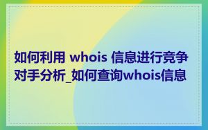 如何利用 whois 信息进行竞争对手分析_如何查询whois信息