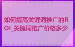 如何提高关键词推广的ROI_关键词推广价格多少