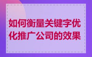 如何衡量关键字优化推广公司的效果