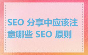 SEO 分享中应该注意哪些 SEO 原则