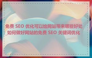 免费 SEO 优化可以给网站带来哪些好处_如何做好网站的免费 SEO 关键词优化