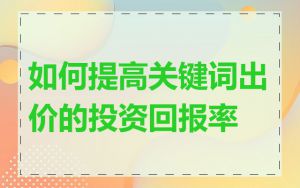 如何提高关键词出价的投资回报率